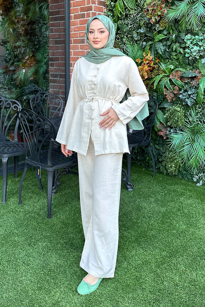 Lyra Düğmeli Takım - Bej - 1