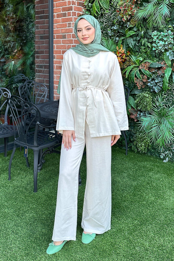 Lyra Düğmeli Takım - Bej - 3