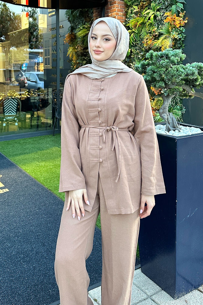 Lyra Düğmeli Takım - Kahverengi - 1