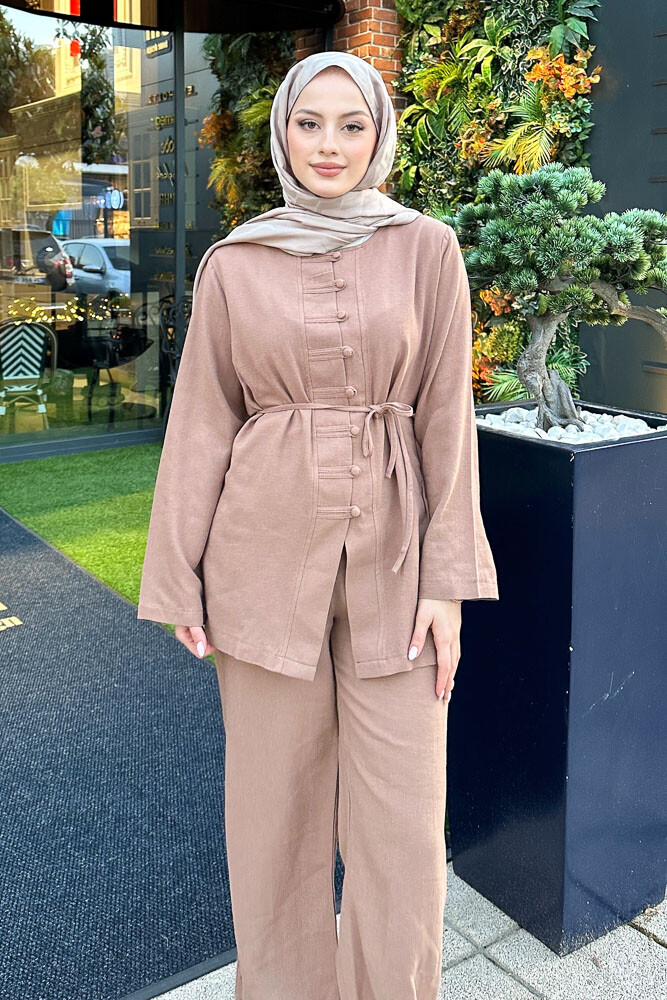 Lyra Düğmeli Takım - Kahverengi - 7