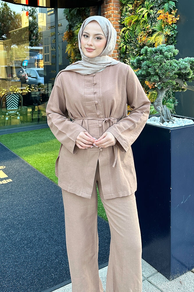 Lyra Düğmeli Takım - Kahverengi - 4