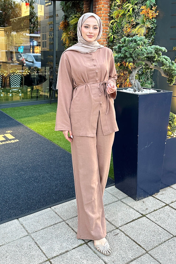 Lyra Düğmeli Takım - Kahverengi - 3