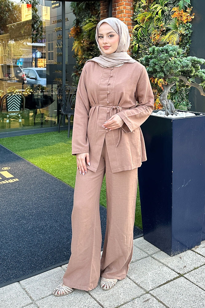 Lyra Düğmeli Takım - Kahverengi - 5