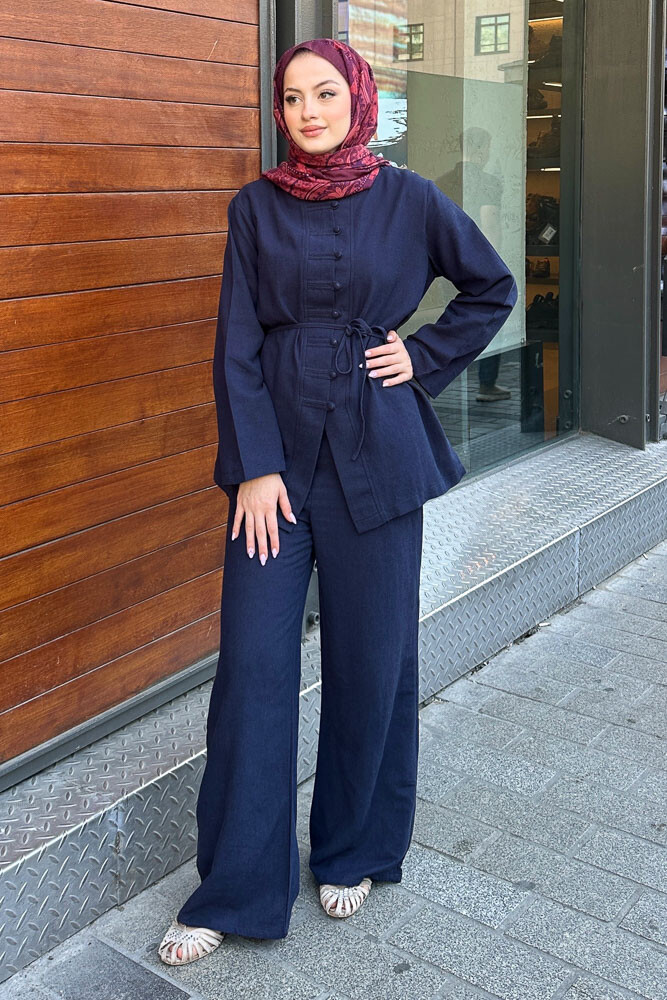 Lyra Düğmeli Takım - Lacivert - 4