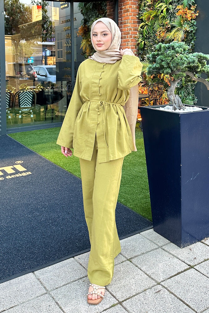 Lyra Düğmeli Takım - Yağ Yeşili - 1