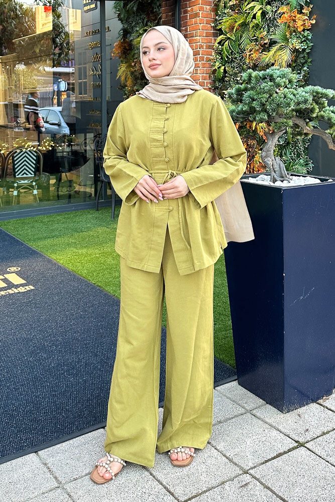 Lyra Düğmeli Takım - Yağ Yeşili - 4