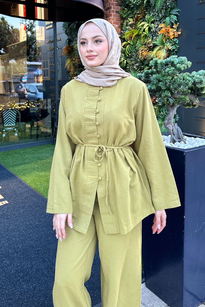 Lyra Düğmeli Takım - Yağ Yeşili - 6