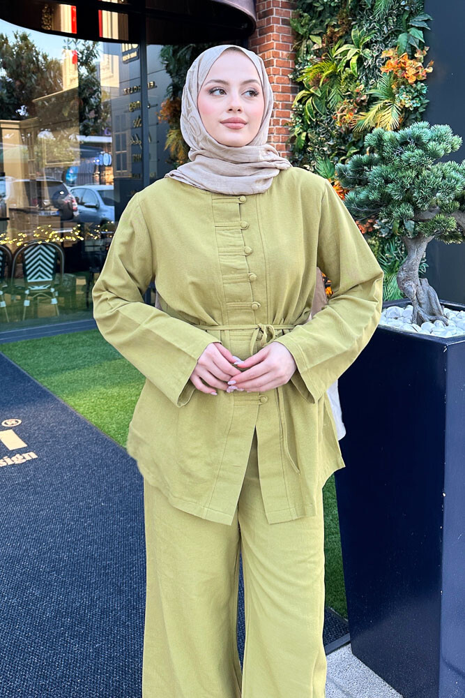 Lyra Düğmeli Takım - Yağ Yeşili - 8