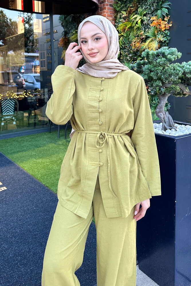 Lyra Düğmeli Takım - Yağ Yeşili - 2