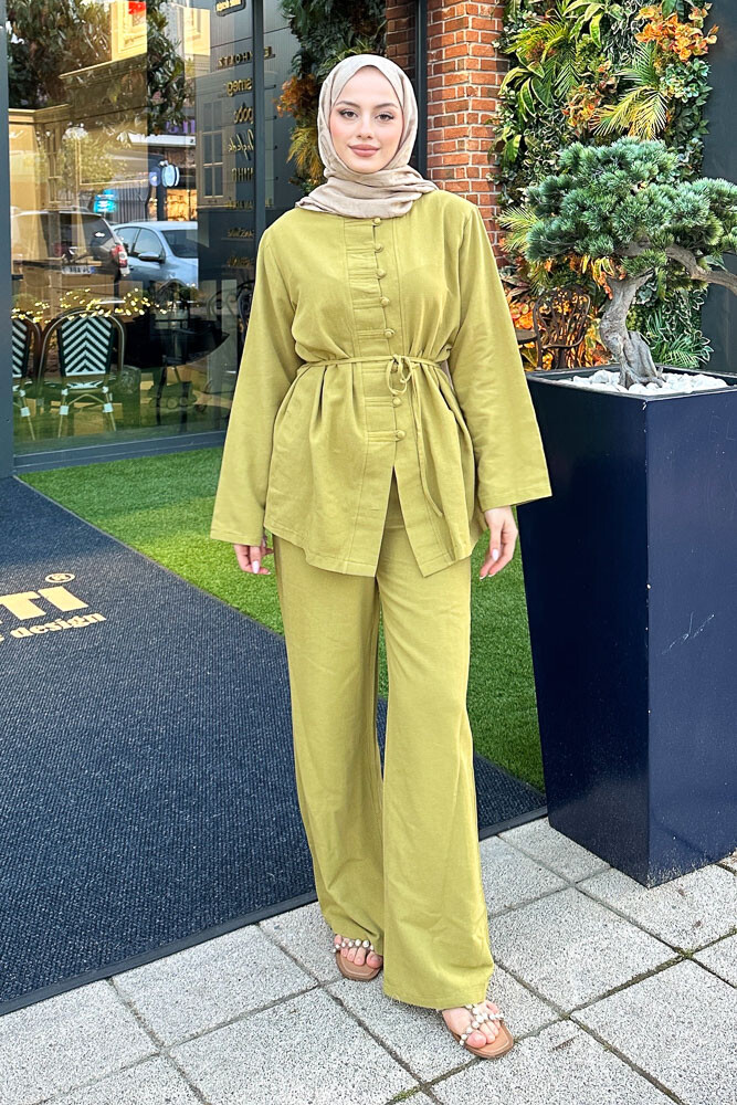 Lyra Düğmeli Takım - Yağ Yeşili - 3
