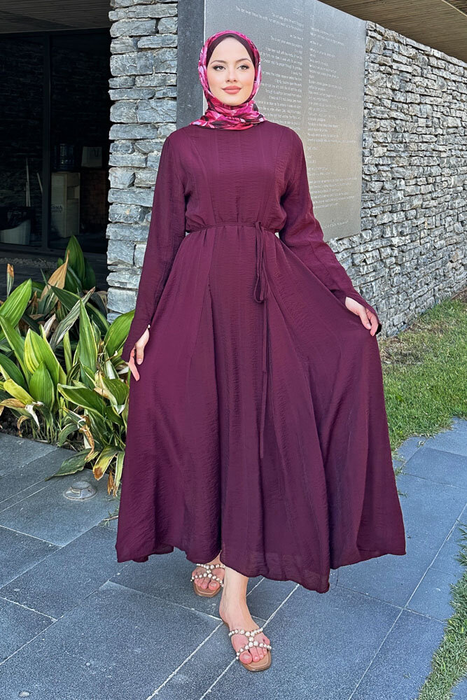 Maréa Parçalı Elbise - Bordo - 7