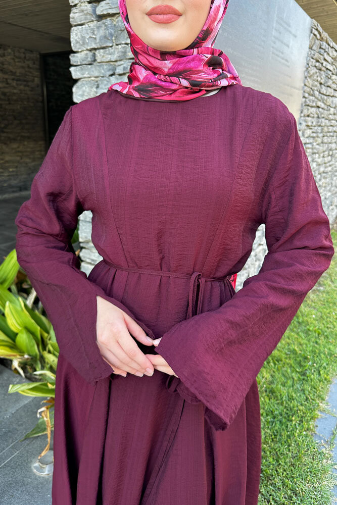 Maréa Parçalı Elbise - Bordo - 4