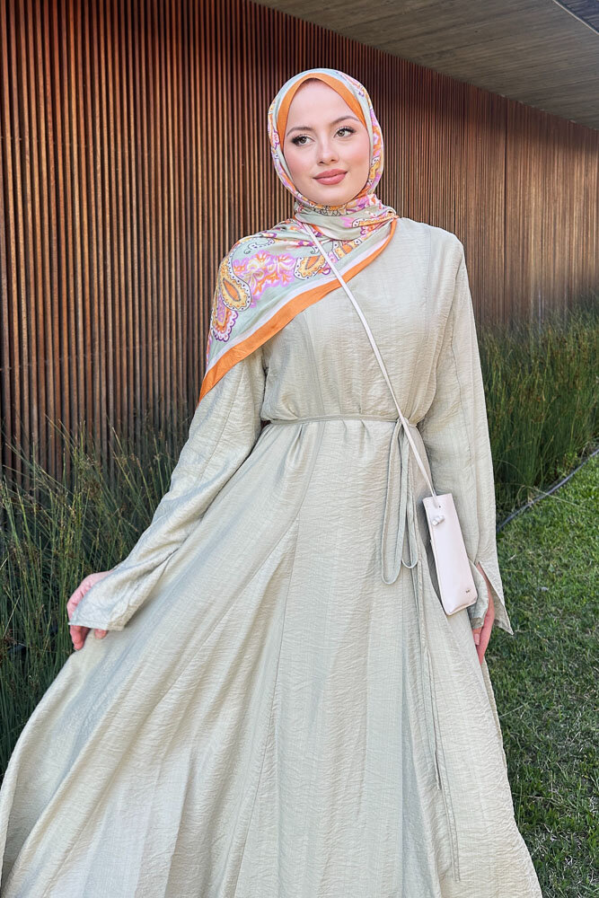 Maréa Parçalı Elbise - Küf Yeşili - 6