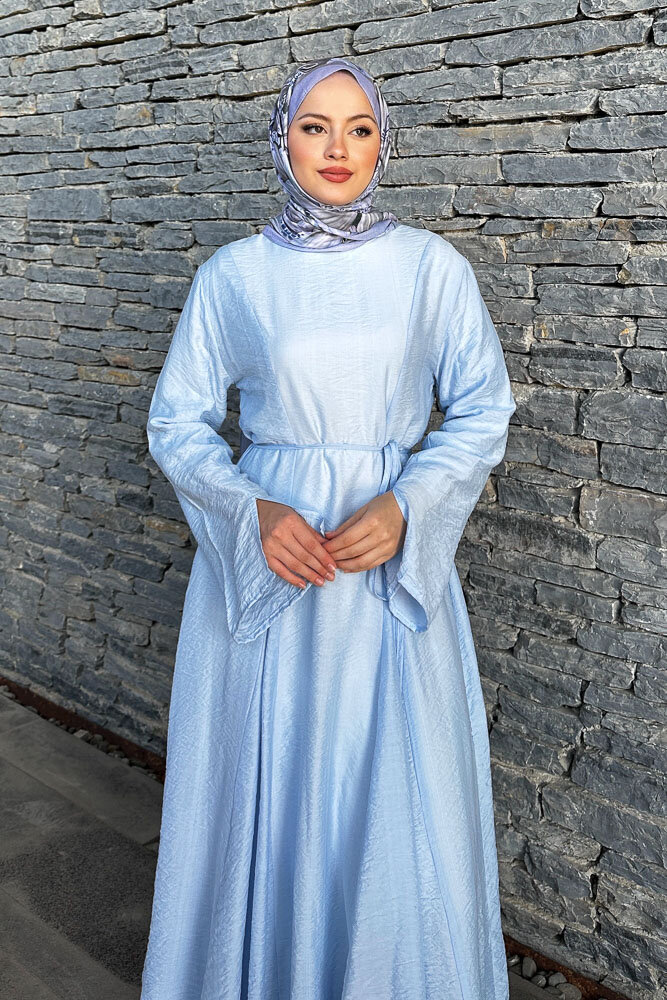 Maréa Parçalı Elbise - Mavi - 4