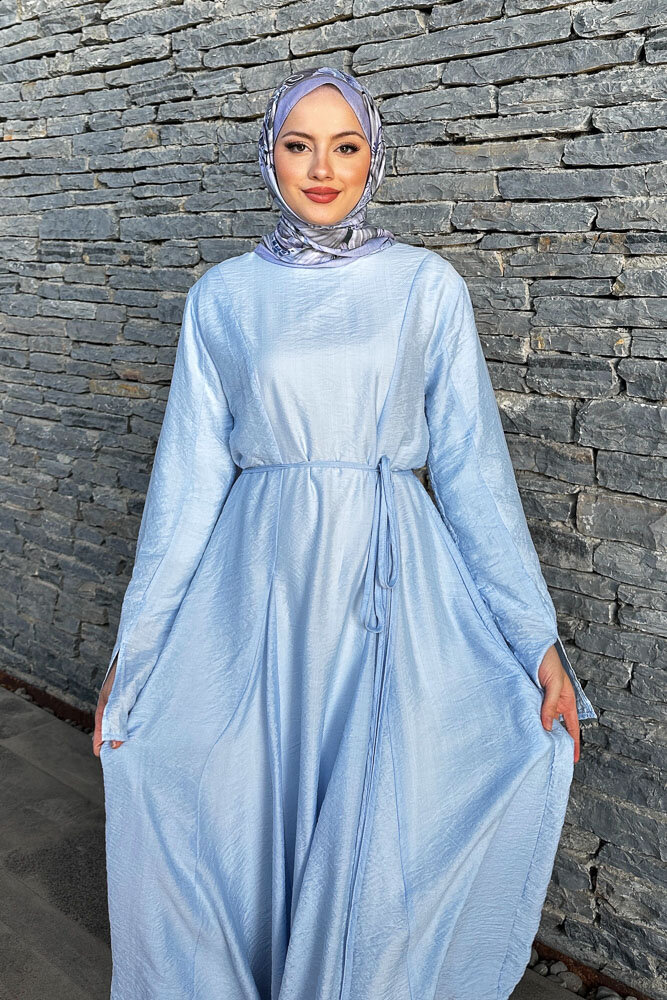 Maréa Parçalı Elbise - Mavi - 7