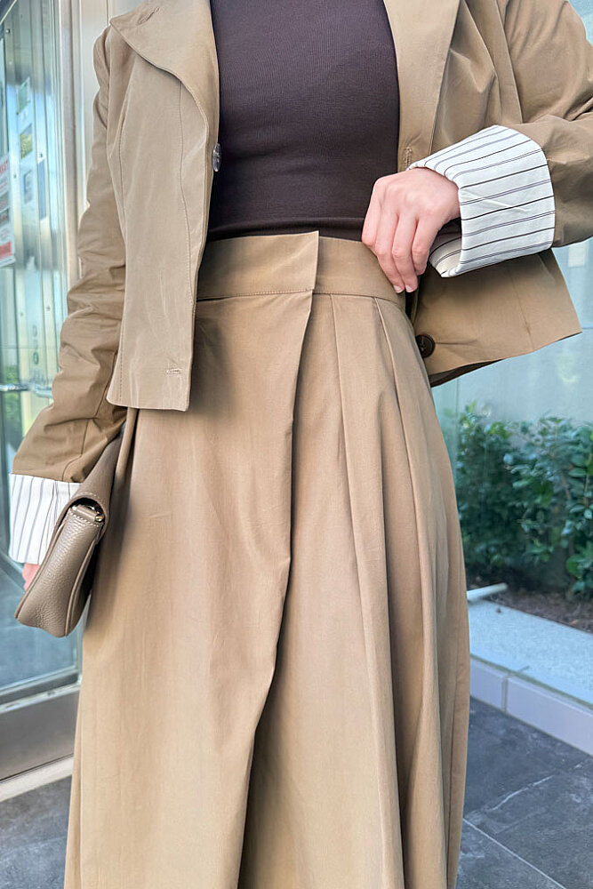 Maren Çizgi Detaylı Etek Pantolon Takım - Yağ Yeşili - 3