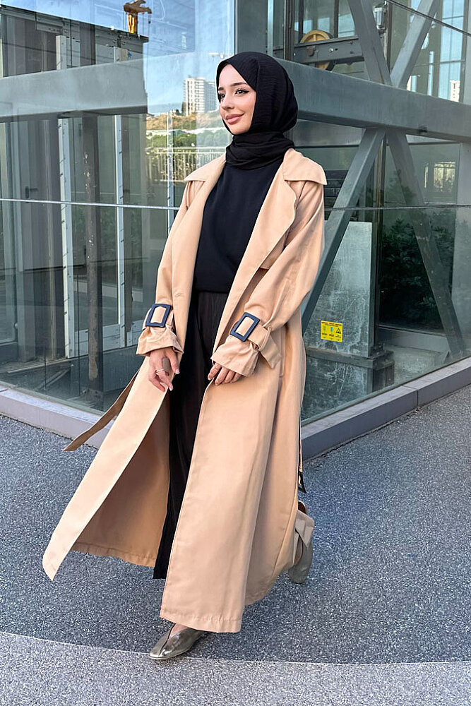 Maribel Kanvas Kemerli Trençkot - Camel - ALLMİSS (3)
