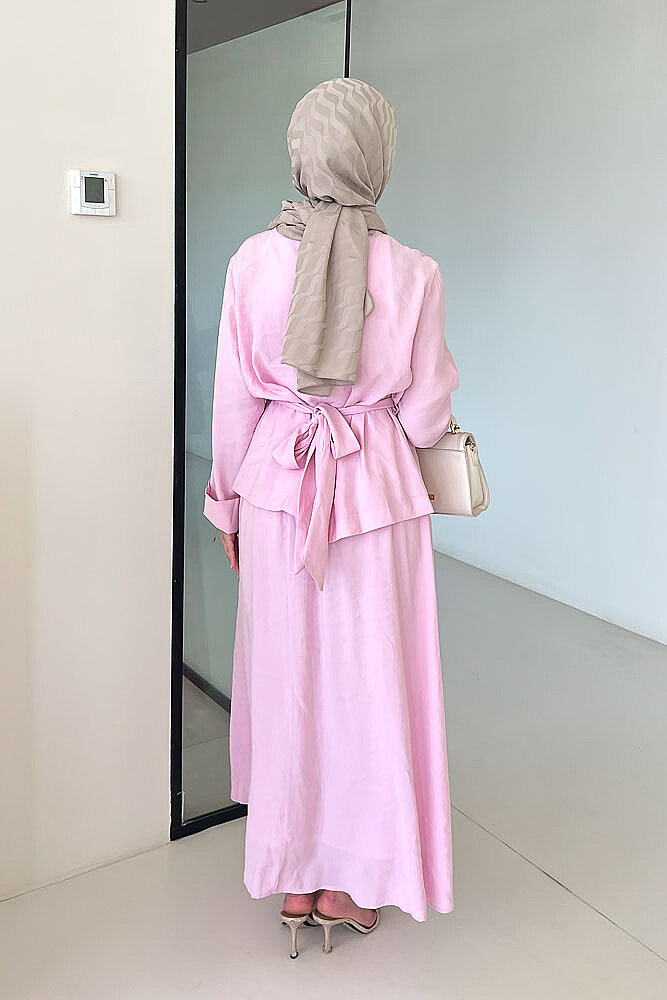 Mariselle Bağlamalı Gold Çıtçıtlı Etek Takım - Pembe - 5