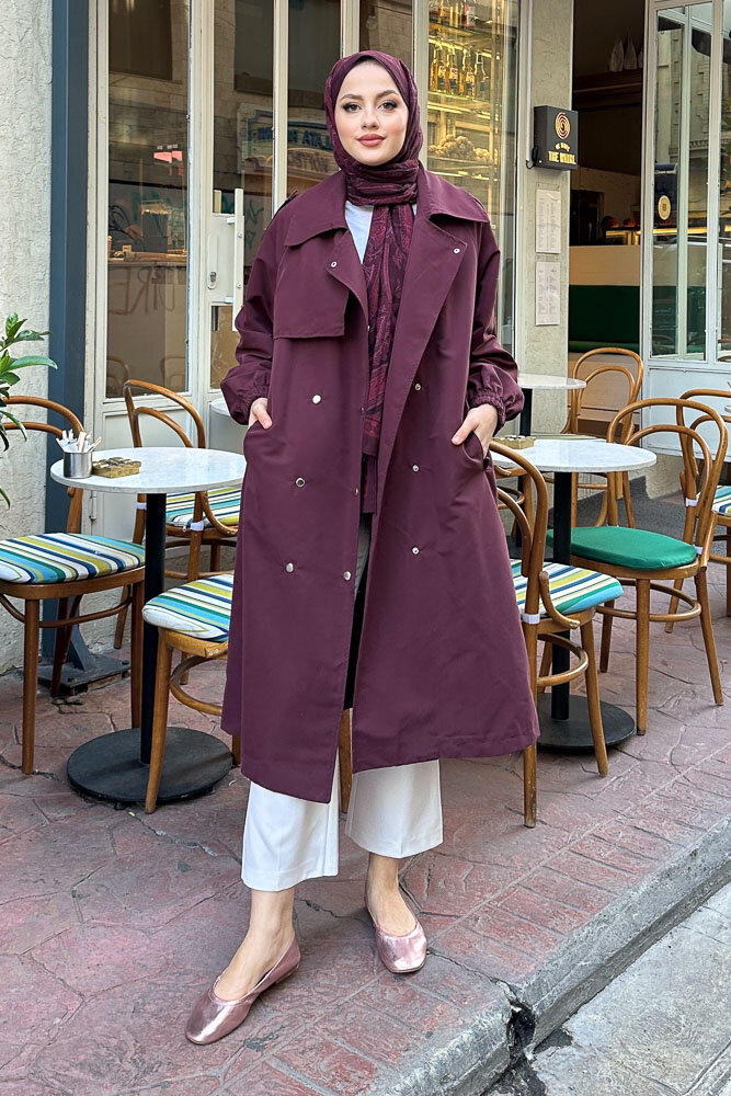 Maya Çıtçıtlı Trençkoot - Burgonya - 2