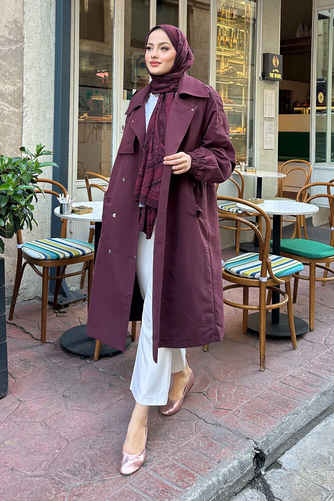 Maya Çıtçıtlı Trençkoot - Burgonya - 8