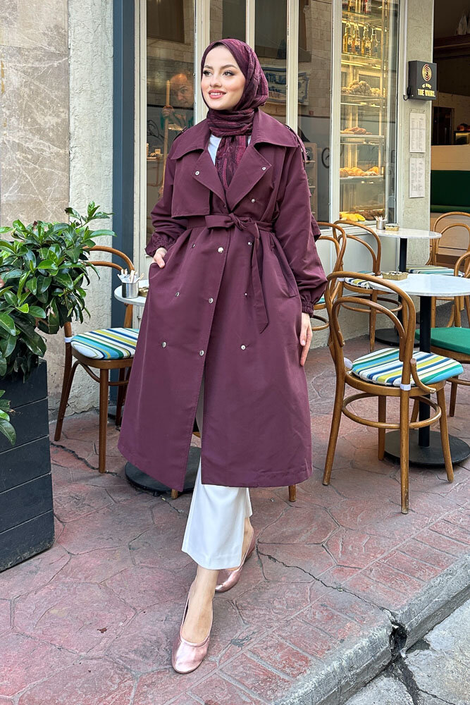 Maya Çıtçıtlı Trençkoot - Burgonya - 3