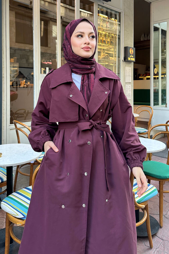 Maya Çıtçıtlı Trençkoot - Burgonya - 9
