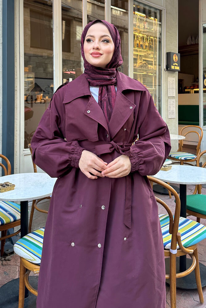 Maya Çıtçıtlı Trençkoot - Burgonya - 1