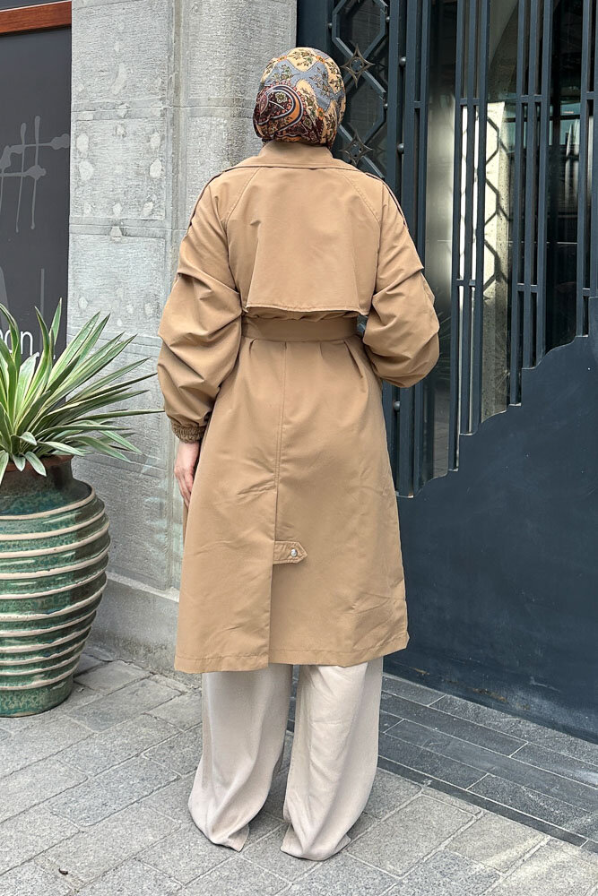 Maya Çıtçıtlı Trençkoot - Camel - 8