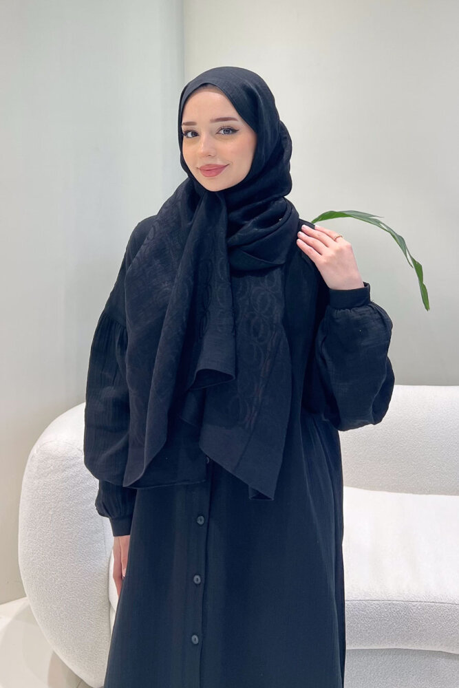 Meliora Müslin Tam Boy Düğmeli Elbise - Siyah - ALLMİSS (2)