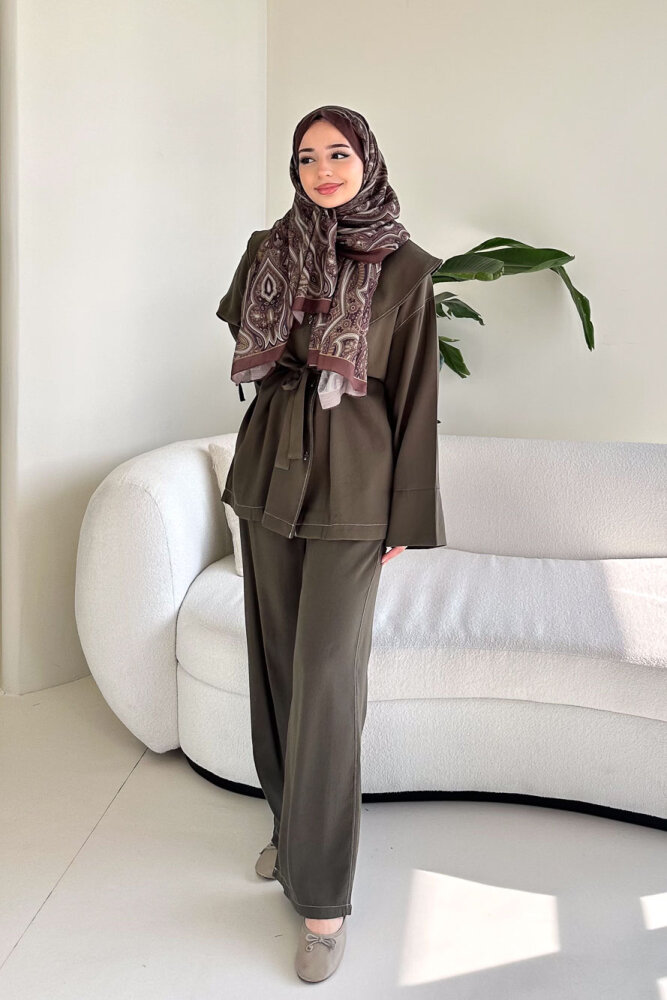 Mendil Yaka Kemerli Takım - Haki - ENMA (1)
