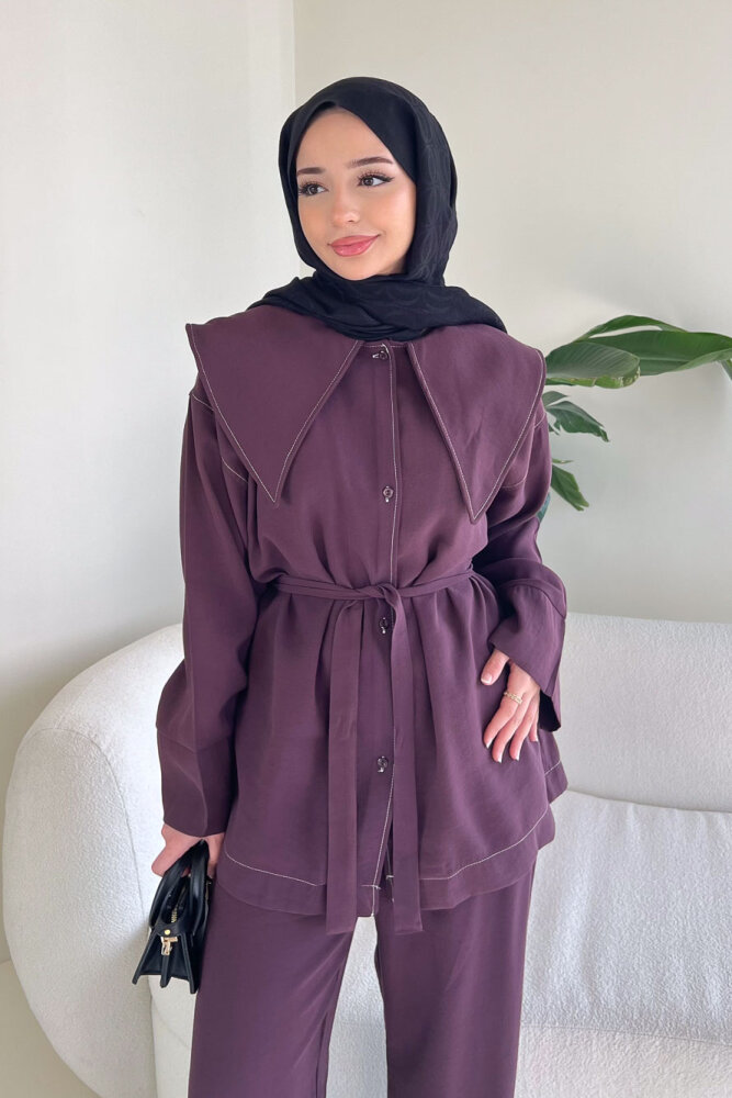 Mendil Yaka Kemerli Takım - Mürdüm - ENMA (3)