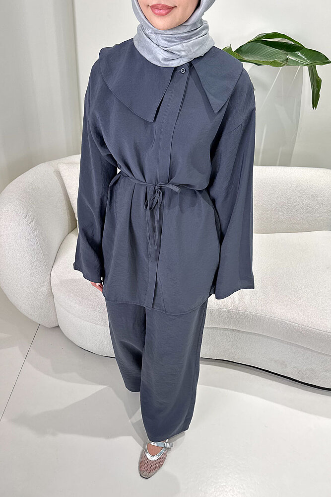 Taylan Mendil Yaka Pantolon Takım - Antrasit - 3