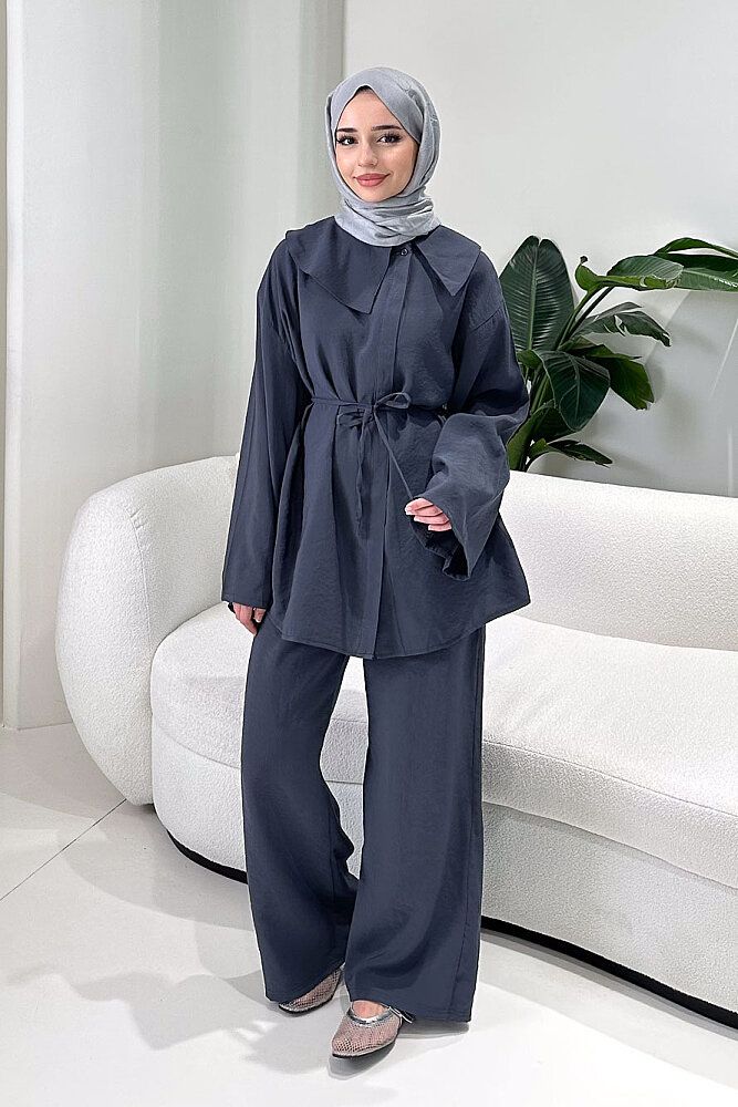 Taylan Mendil Yaka Pantolon Takım - Antrasit - 4