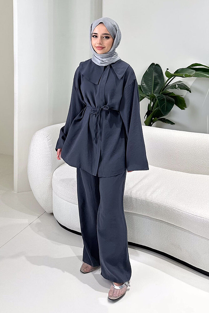 Taylan Mendil Yaka Pantolon Takım - Antrasit - ENMA (0)