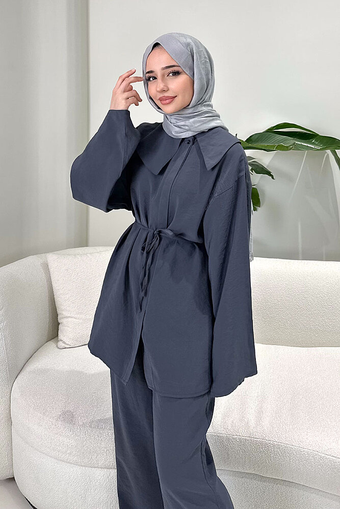 Taylan Mendil Yaka Pantolon Takım - Antrasit - 2