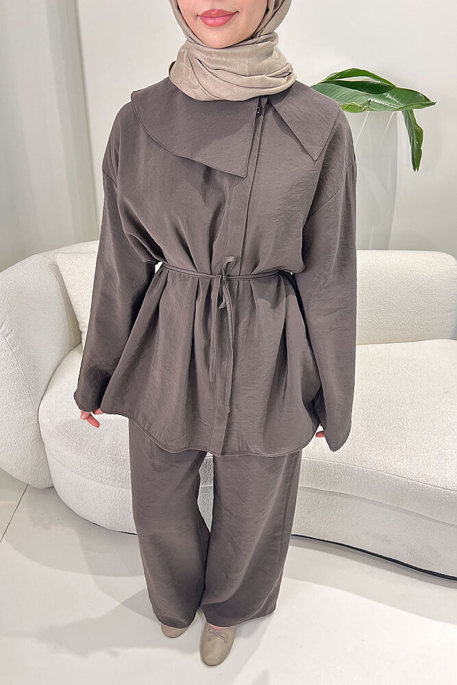 Taylan Mendil Yaka Pantolon Takım - Haki - ENMA (0)