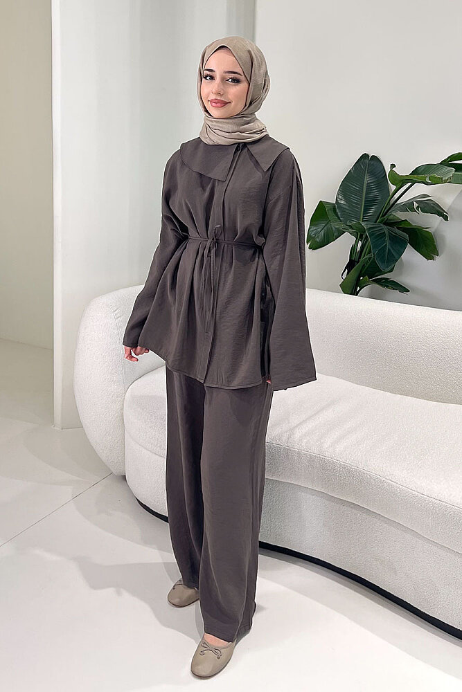 Taylan Mendil Yaka Pantolon Takım - Haki - ENMA (1)