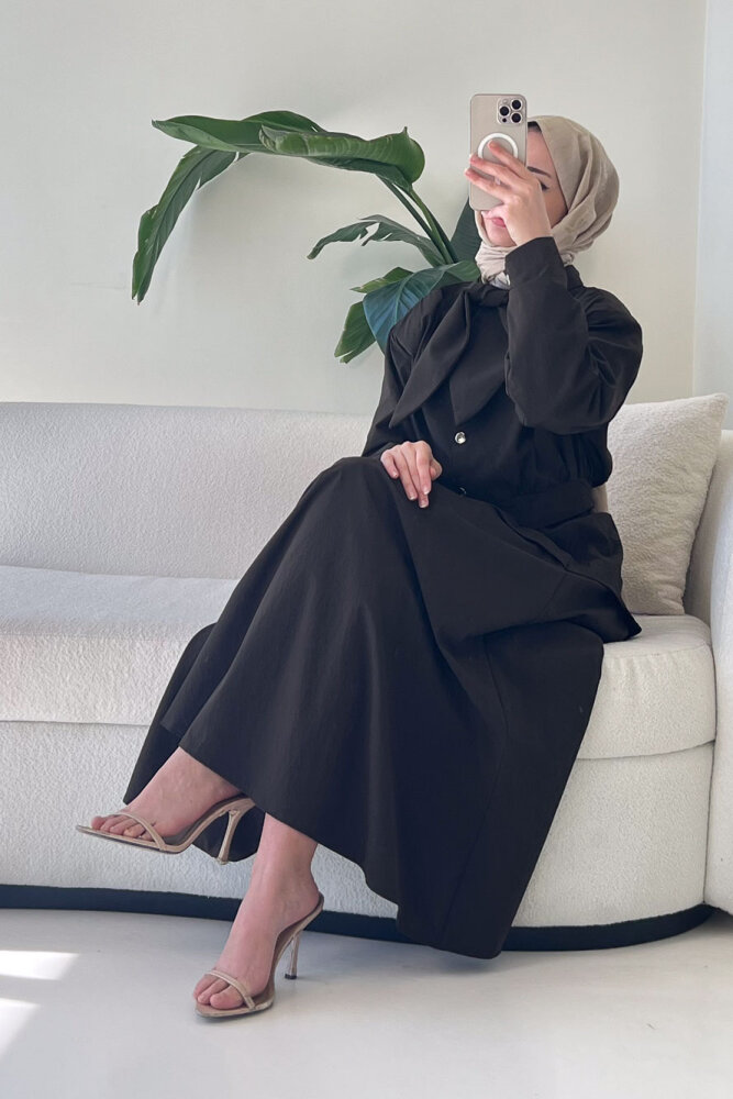 Mina Flar Detaylı Çıtçıtlı Etek Takım - Kahverengi - 3