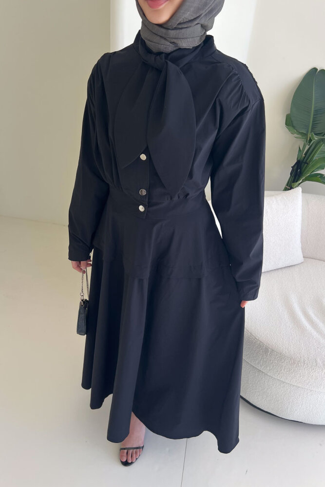 Mina Flar Detaylı Çıtçıtlı Etek Takım - Siyah - 7