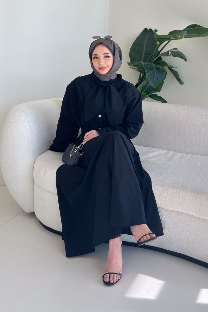 Mina Flar Detaylı Çıtçıtlı Etek Takım - Siyah - 5