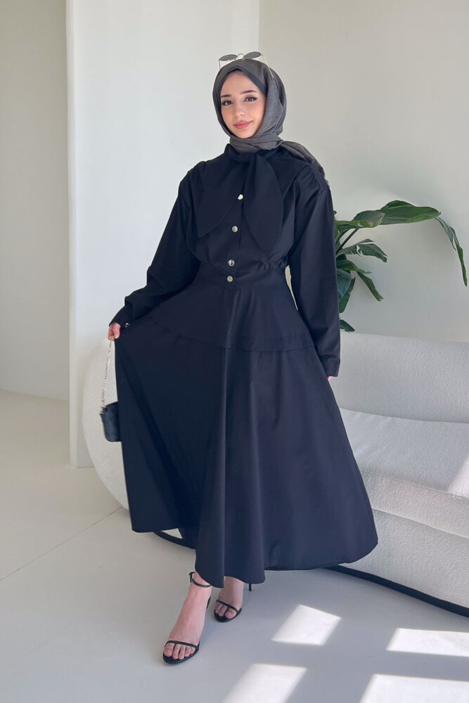 Mina Flar Detaylı Çıtçıtlı Etek Takım - Siyah - 4