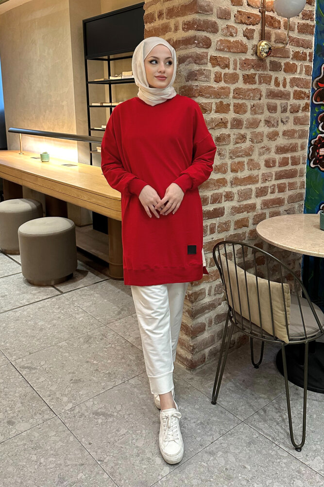 Minimal Düz Basic Sweat - Kırmızı - 3