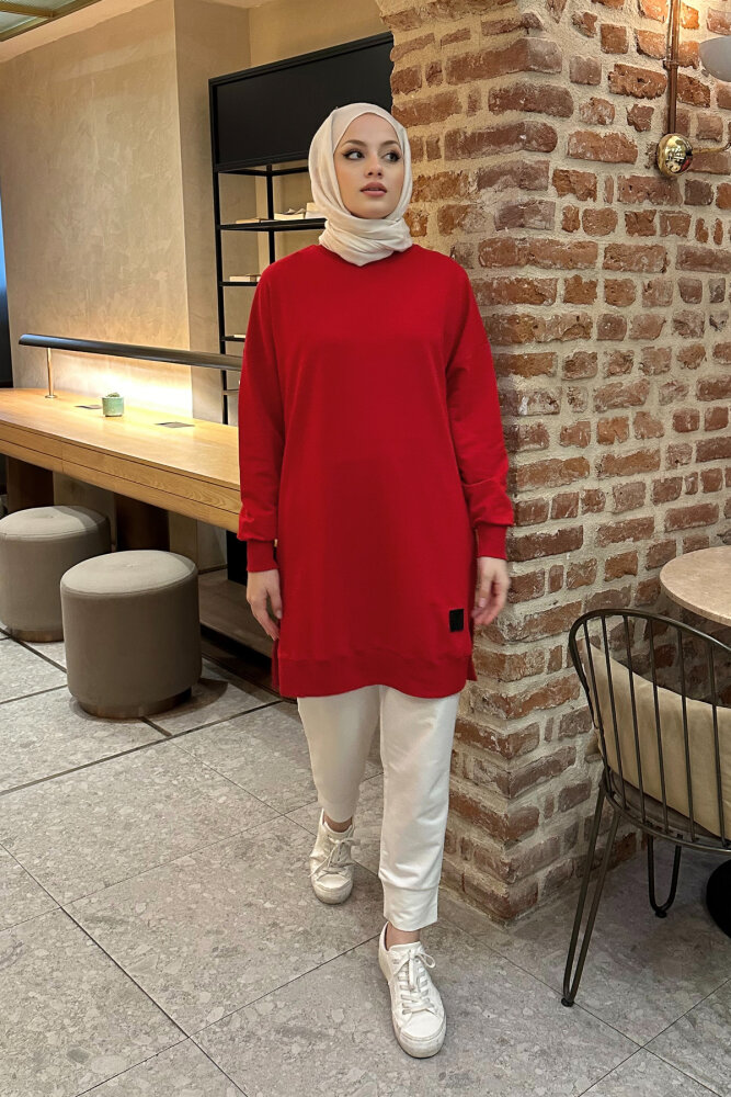 Minimal Düz Basic Sweat - Kırmızı - PUANE (5)