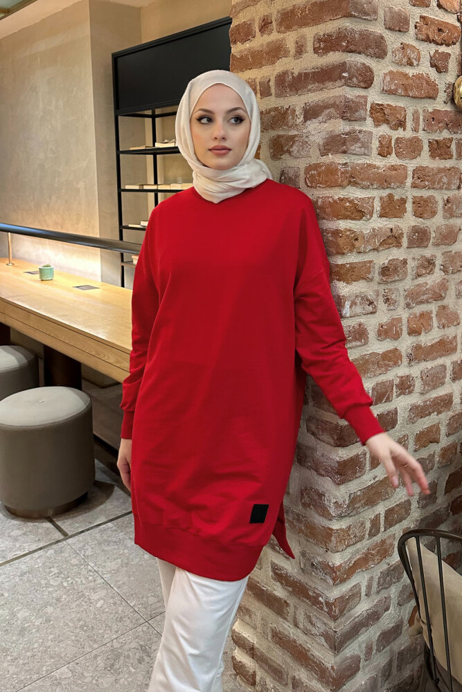 Minimal Düz Basic Sweat - Kırmızı - 4