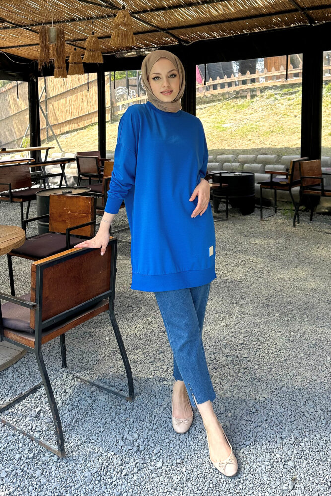 Minimal Düz Basic Sweat - Turkuaz - PUANE (2)