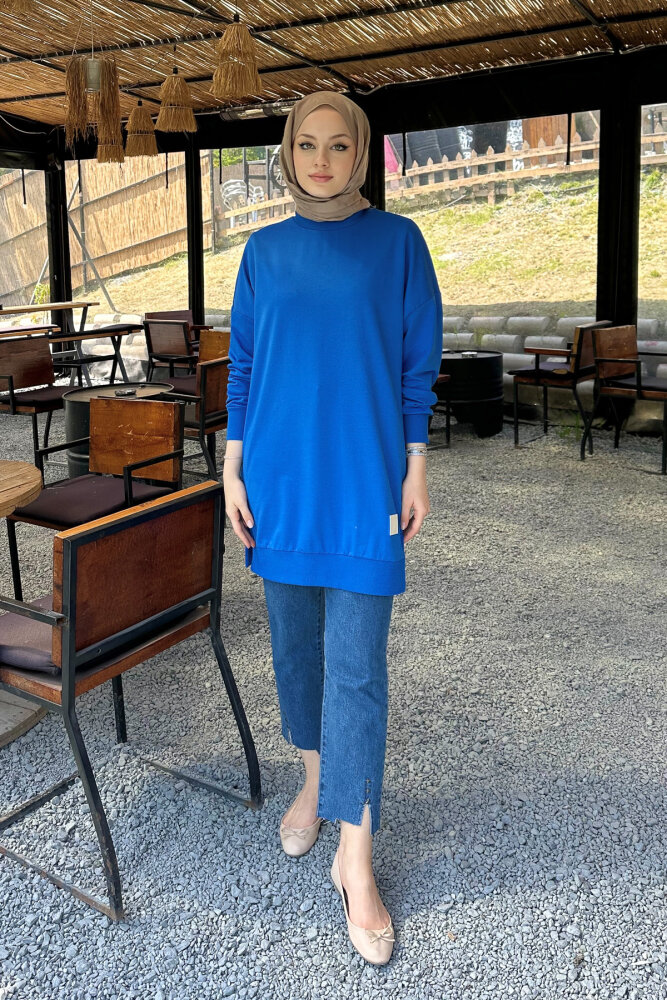 Minimal Düz Basic Sweat - Turkuaz - PUANE (4)