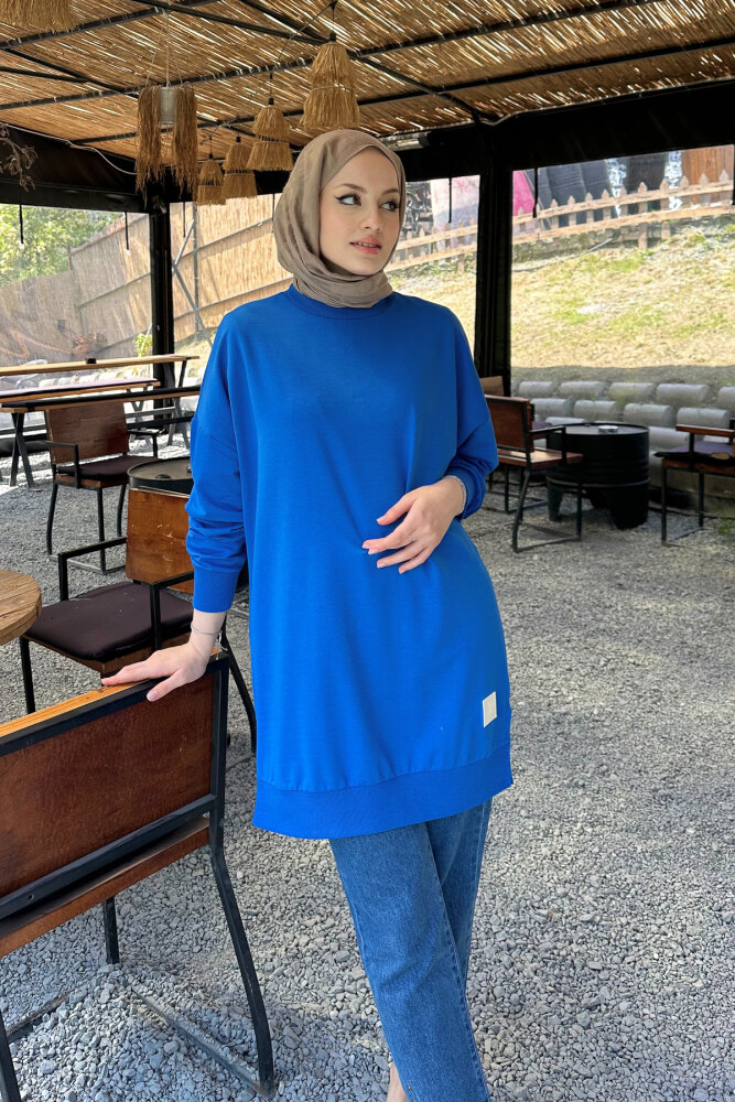 Minimal Düz Basic Sweat - Turkuaz - PUANE (5)