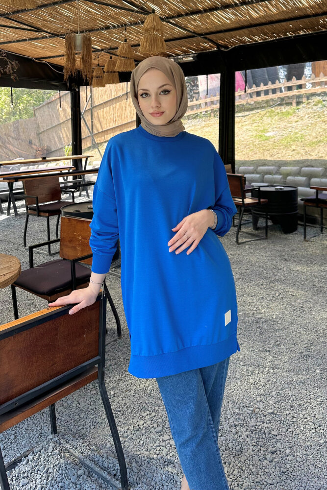 Minimal Düz Basic Sweat - Turkuaz - 7