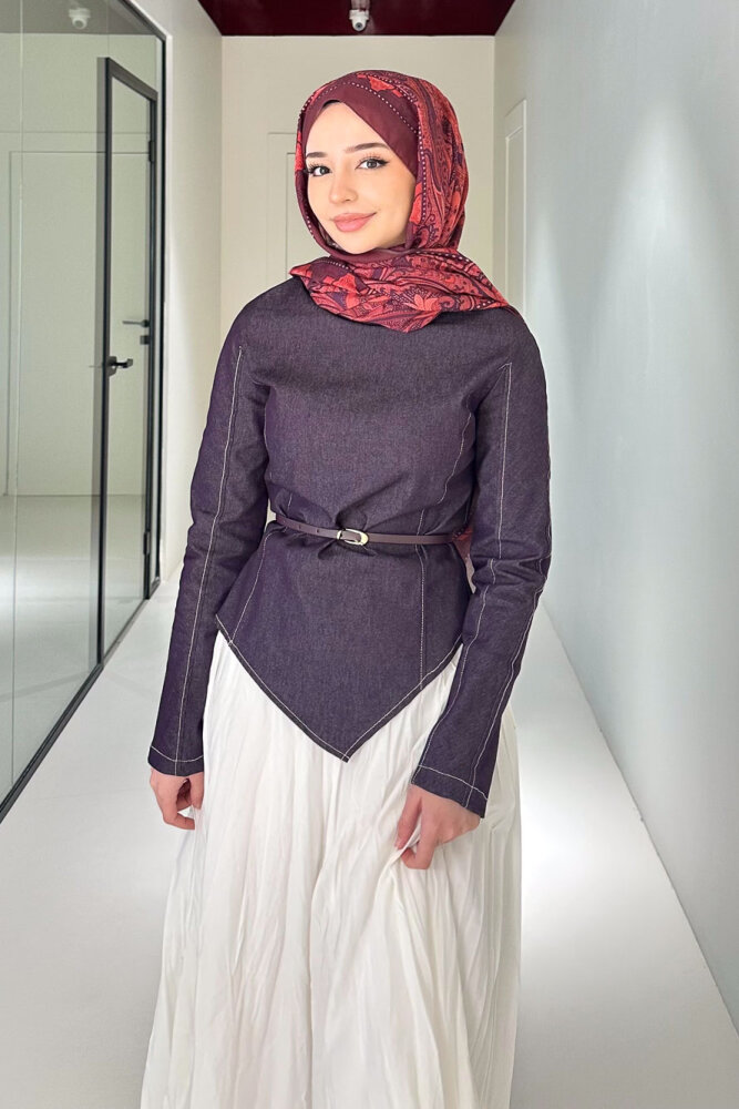 Mirel Kot Parçalı Vual Takım - Mürdüm - 1