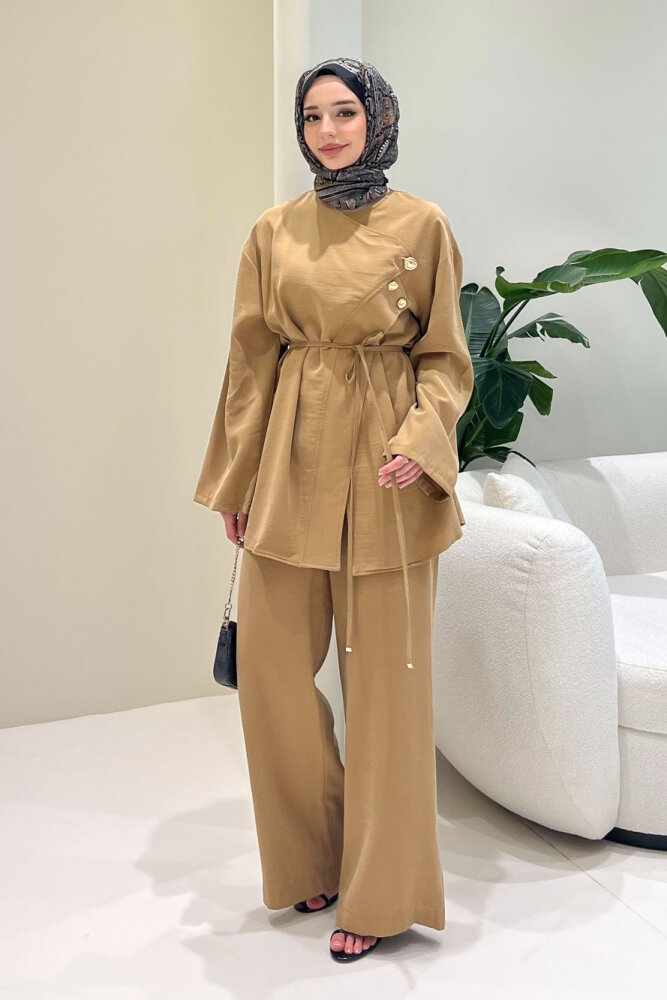 Mirelda Kruvaze Modal Takım - Camel - HEWES (0)